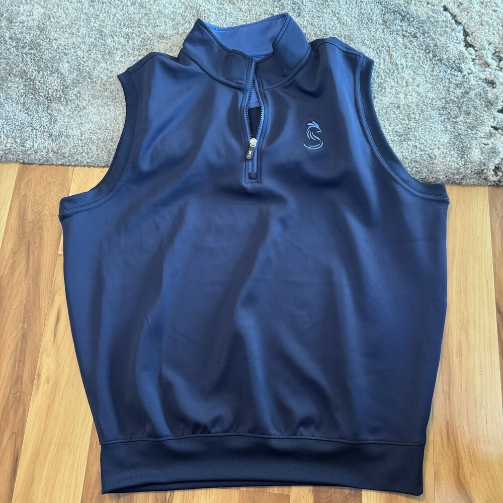 Fairway & Greene Men's Golf Vest L Blue 1/4 Zip Performance Tech Lightweight F&G
